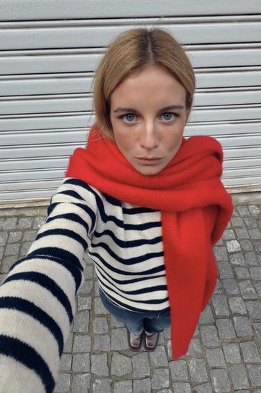 STRIPED KNIT JUMPER - Sand / Blue by Zara