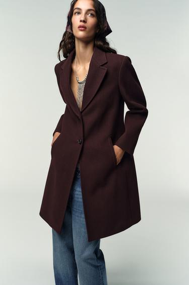 SOFT SHOULDER PAD COAT - Burgundy by Zara