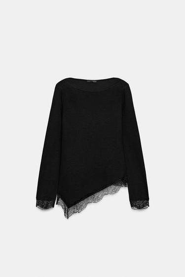 SOFT-TOUCH LACE TOP - Black by Zara
