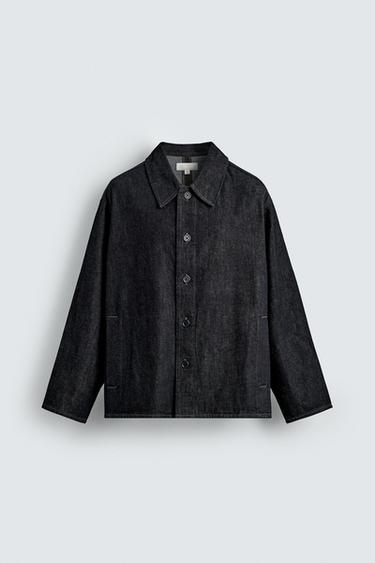 RELAXED FIT DENIM OVERSHIRT - Blue by Zara