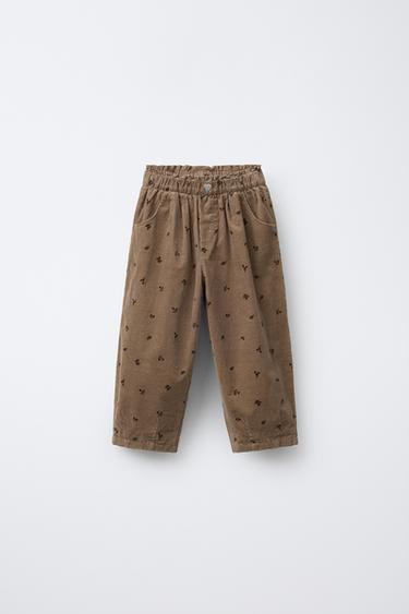 LINED NEEDLECORD BAGGY TROUSERS - Brown / Taupe by Zara