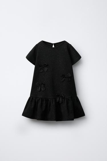 ROMA KNIT DRESS WITH BOWS AND SPARKLES - Black by Zara