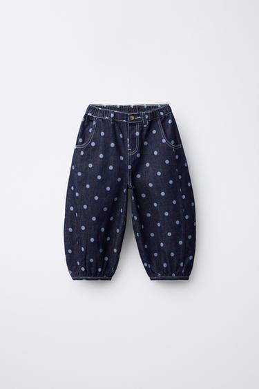 BALLOON JEANS WITH POLKA DOTS - Blue by Zara
