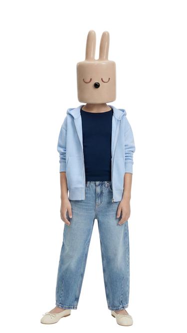 BASIC ZIP-UP HOODIE - Light blue by Zara