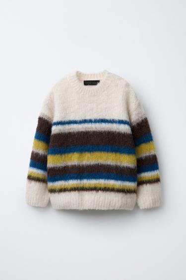 STRIPED KNIT JUMPER - Mid-ecru by Zara