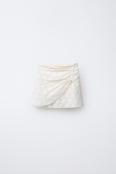 DRAPED LACE SKIRT - Ecru by Zara - Image 0