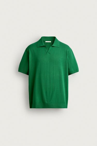 REGULAR FIT RIBBED KNIT POLO SHIRT - Emerald by Zara