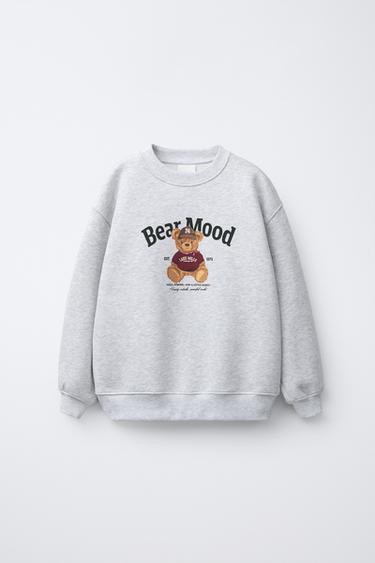 BEAR PRINT SWEATSHIRT - Grey marl by Zara