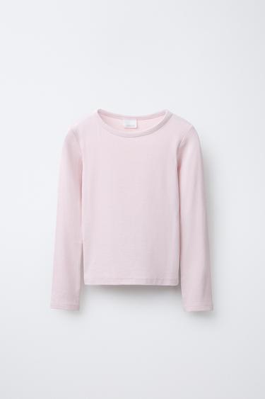 PLAIN T-SHIRT WITH COTTON AND MODAL - Pale pink by Zara