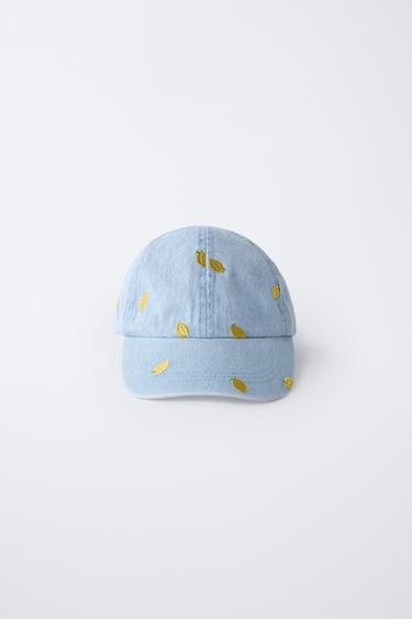 EMBROIDERED LEMON DENIM CAP - Blue by Zara - Image 0