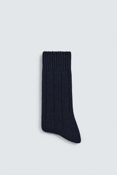 AARON LEVINE X ZARA RIBBED WOOL BLEND SOCKS - Navy blue by Zara