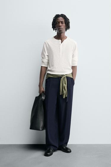 BUTTON NECK T-SHIRT - White by Zara - Image 0