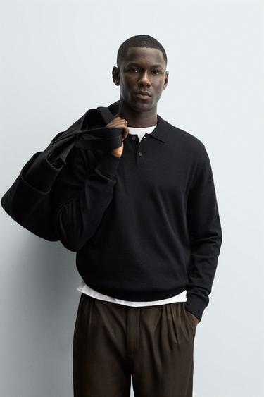 WOOL KNIT POLO SHIRT - Black by Zara