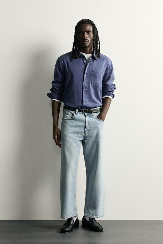 LOOSE-FIT CROPPED JEANS - Mid-blue by Zara - Image 0