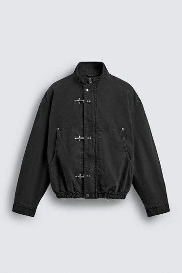 CROPPED FIT FIREMAN CLASP JACKET - Black by Zara