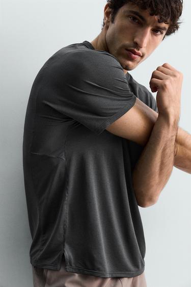 TEXTURED TECHNICAL T-SHIRT - charcoal grey by Zara