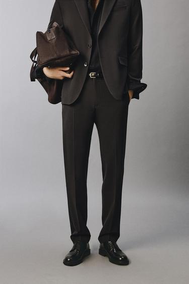 COMFORT SUIT TROUSERS - Dark brown by Zara