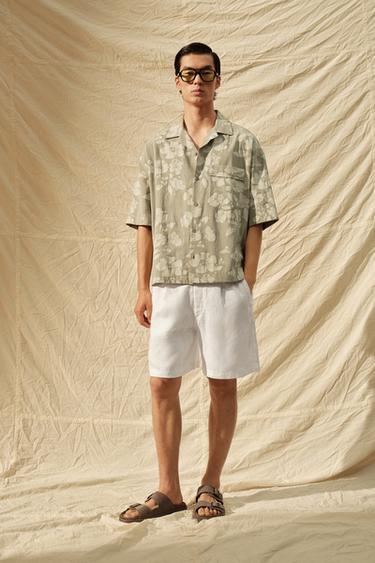 FLORAL JACQUARD SHIRT - Sage Green by Zara