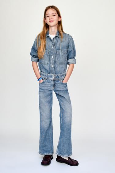 FLARE JEANS WITH DOUBLE BUTTON FASTENING - Blue by Zara