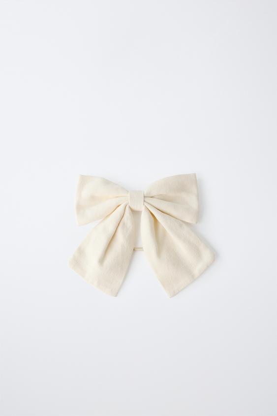 BOW SCRUNCHIE AND BARRETTE SET - Ecru by Zara - Image 0