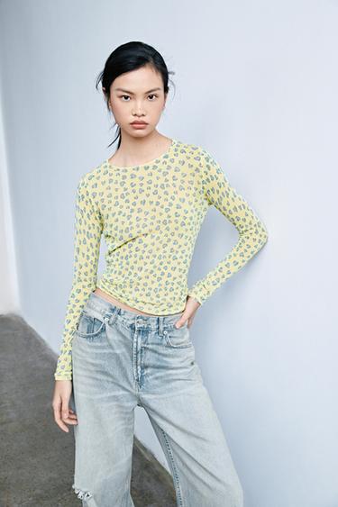 SEMI-SHEER KNIT TOP WITH HEARTS - only one by Zara