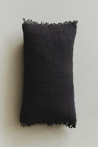 FRINGED CUSHION COVER - Black by Zara