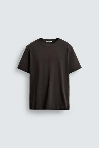 BASIC MEDIUM WEIGHT T-SHIRT - Dark brown by Zara