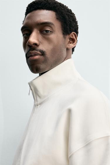 INTERLOCK ZIP-UP SWEATSHIRT - Ecru by Zara