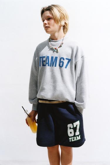 TEAM SIX SEVEN PRINTED SWEATSHIRT - Grey marl by Zara