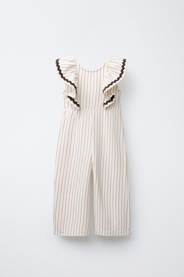 STRIPED SCALLOP JUMPSUIT - Ecru by Zara - Image 0
