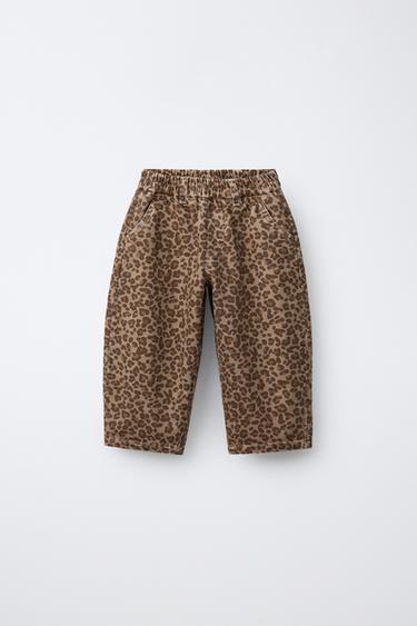 ANIMAL PRINT BAGGY TROUSERS - Brown by Zara