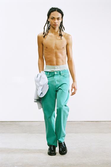 LIMITED EDITION STRAIGHT-LEG JEANS - Turquoise by Zara