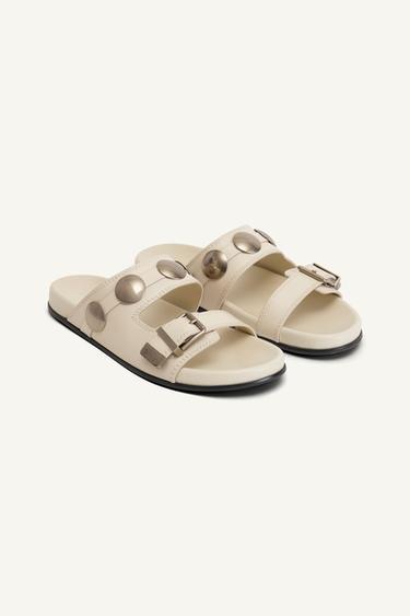 LTHR STDD SNDLS 14 - Ecru White by Zara
