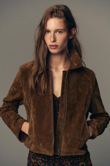 100% LEATHER SHORT JACKET - whisky by Zara