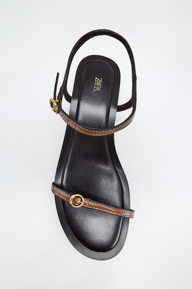 BLOCK HEEL SANDALS - Brown by Zara