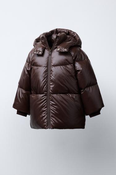 WATER-REPELLENT AND WIND-RESISTANT DOWN FEATHER PUFFER JACKET - Dark brown by Zara