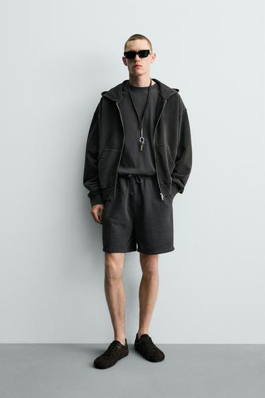 WASHED BASIC JOGGER BERMUDA SHORTS - Dark anthracite by Zara