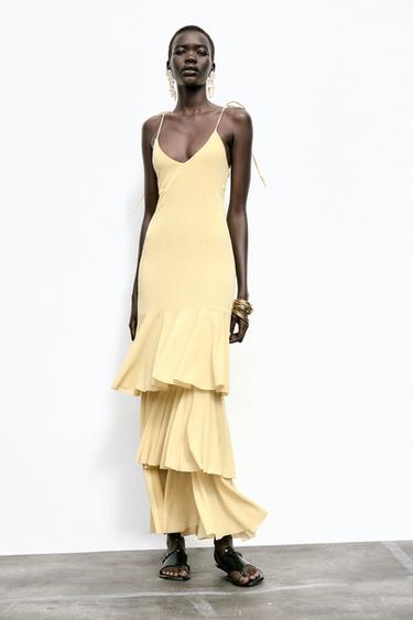 MIDI RUFFLE DRESS - Yellow by Zara