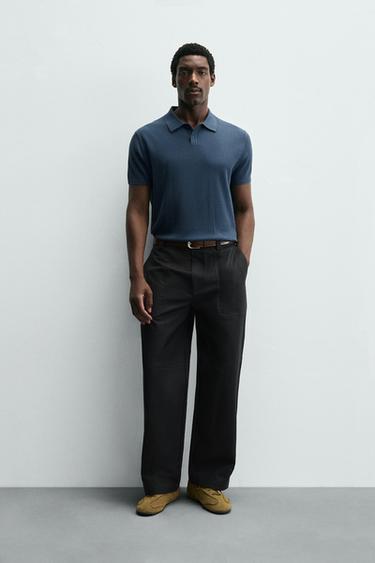 RIB KNIT POLO SHIRT - Faded blue by Zara