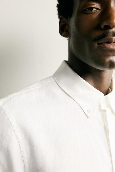 100% LINEN REGULAR FIT SHIRT - White by Zara
