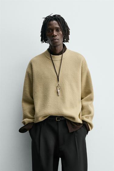 RELAXED FIT TEXTURED JUMPER - Light green by Zara