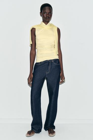 GATHERED DRAPED TOP - Yellow by Zara