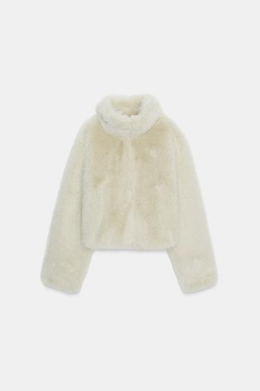 SHORT FAUX FUR COAT - Light beige by Zara