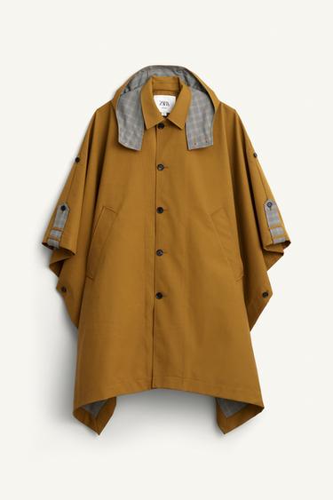 CONTRAST CHECK WATER-REPELLENT PONCHO LIMITED EDITION - Beige by Zara