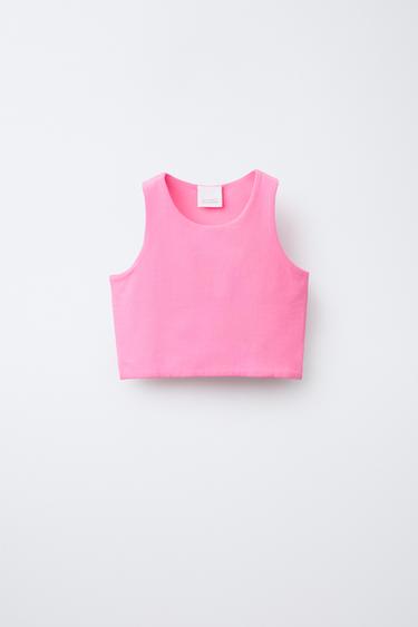 STRAPPY CROP TOP - Neon pink by Zara