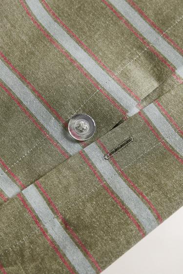 STRIPED PERCALE DUVET COVER (300 THREAD COUNT) - Green by Zara