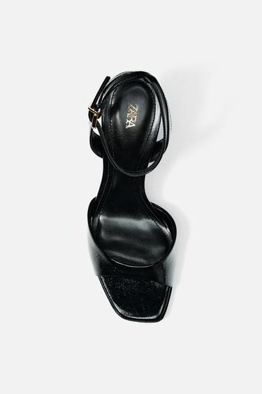 PATENT-FINISH HIGH-HEEL SANDALS - Black by Zara