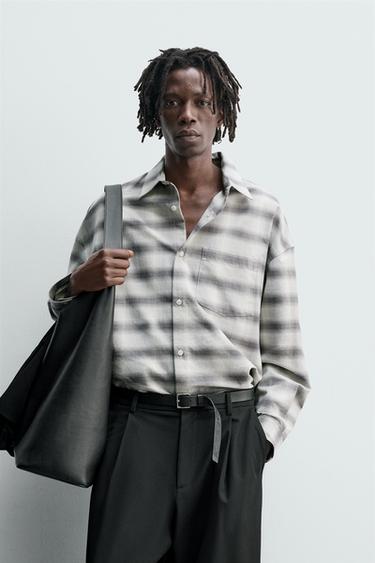 OVERSIZED FIT OXFORD SHIRT - White / Grey by Zara