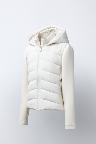NEOPRENE-EFFECT SLEEVE PUFFER JACKET - Ecru by Zara