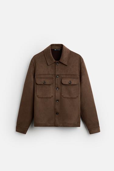 FAUX SUEDE OVERSHIRT - Brandy by Zara